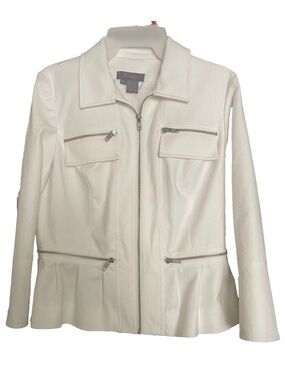 Ecco Cream Zip-Front Leather Jacket